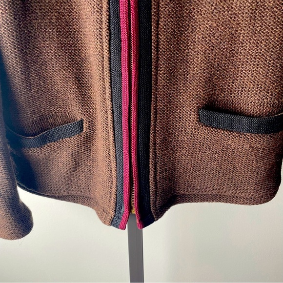 Vintage McGregor 100% Wool Knit Zip Up Coat Jacket Brown Grandpa Mens Size 42 - Picture 4 of 9